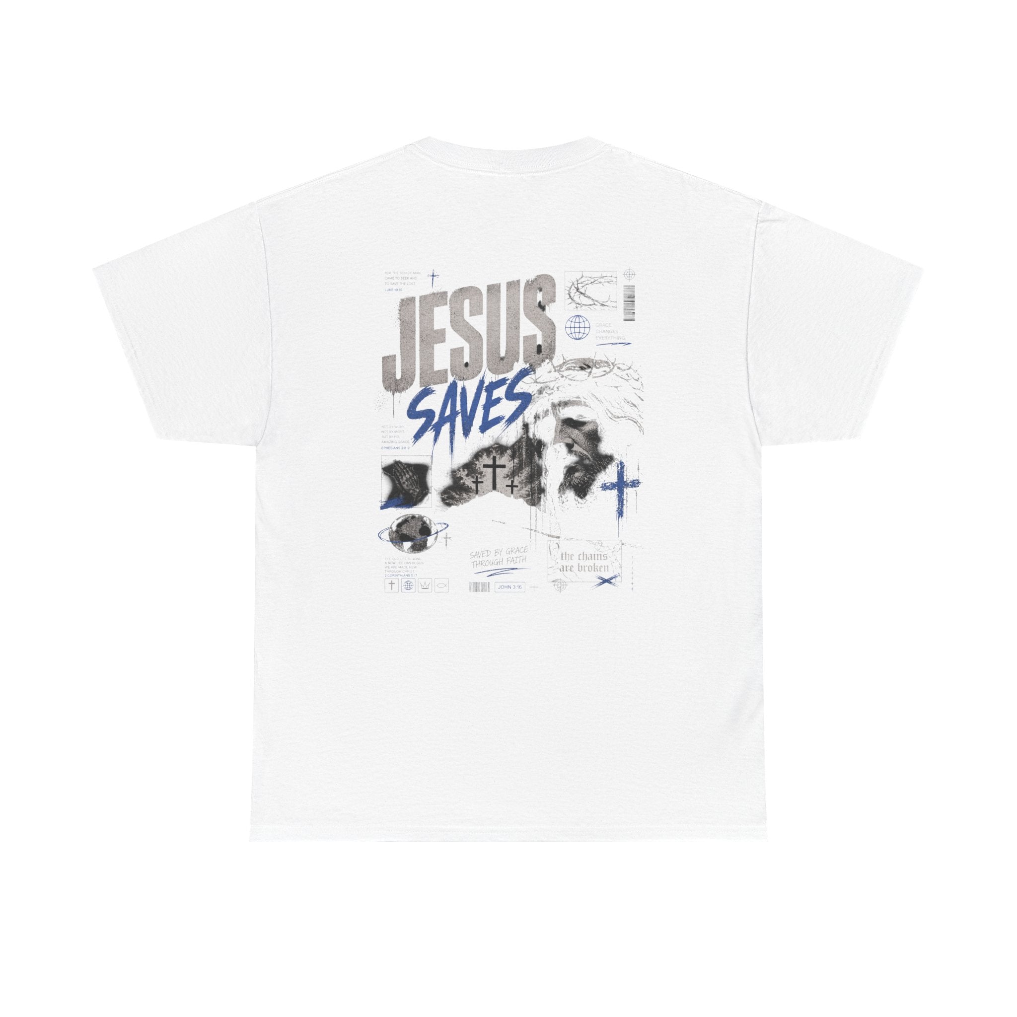 Jesus Saves Graphic Tee – Crown of Thorns Portrait Christian T-Shirt