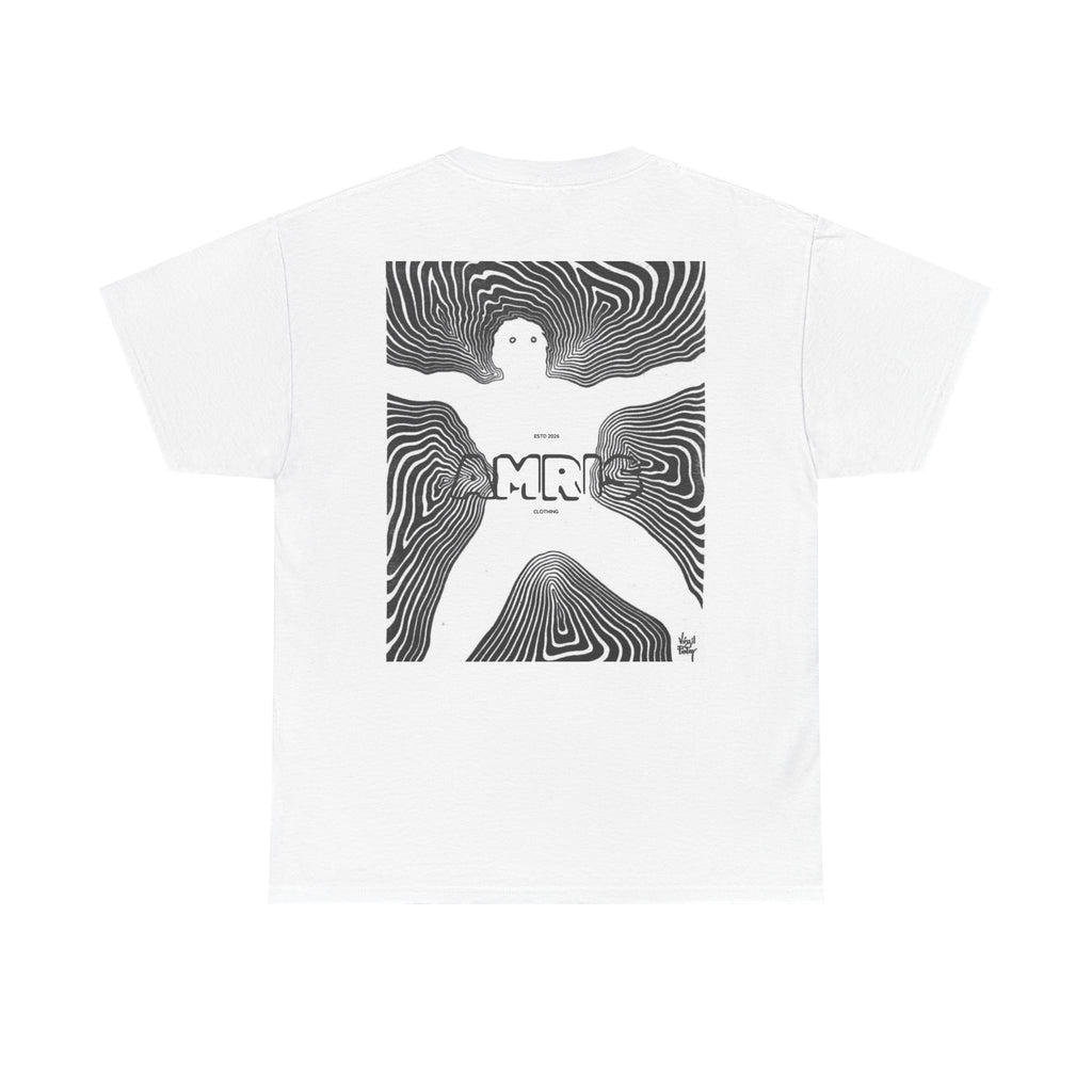Graphic Tee — Psychedelic Human Silhouette with 'AMRIG' Text