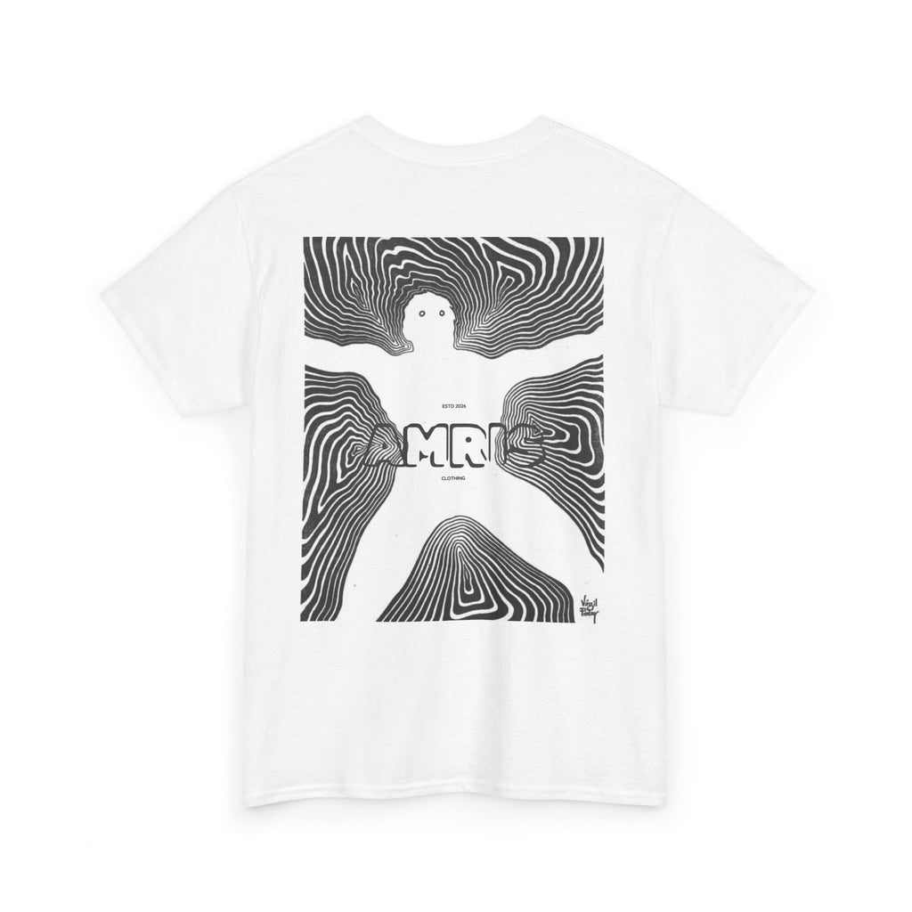 Graphic Tee — Psychedelic Human Silhouette with 'AMRIG' Text