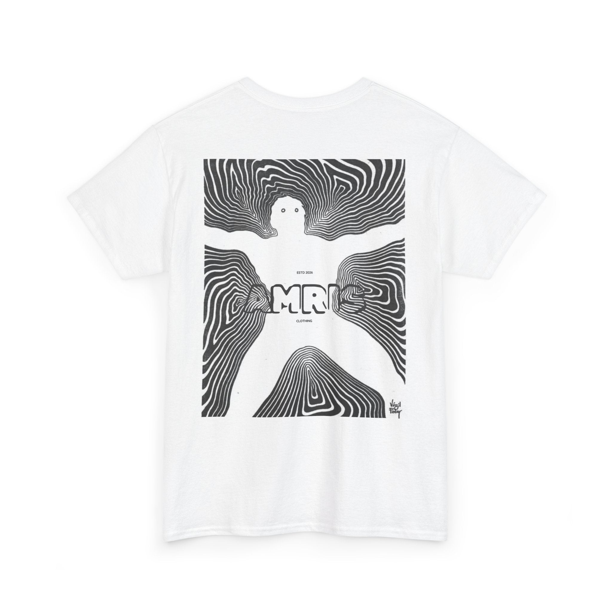 Graphic Tee — Psychedelic Human Silhouette with 'AMRIG' Text