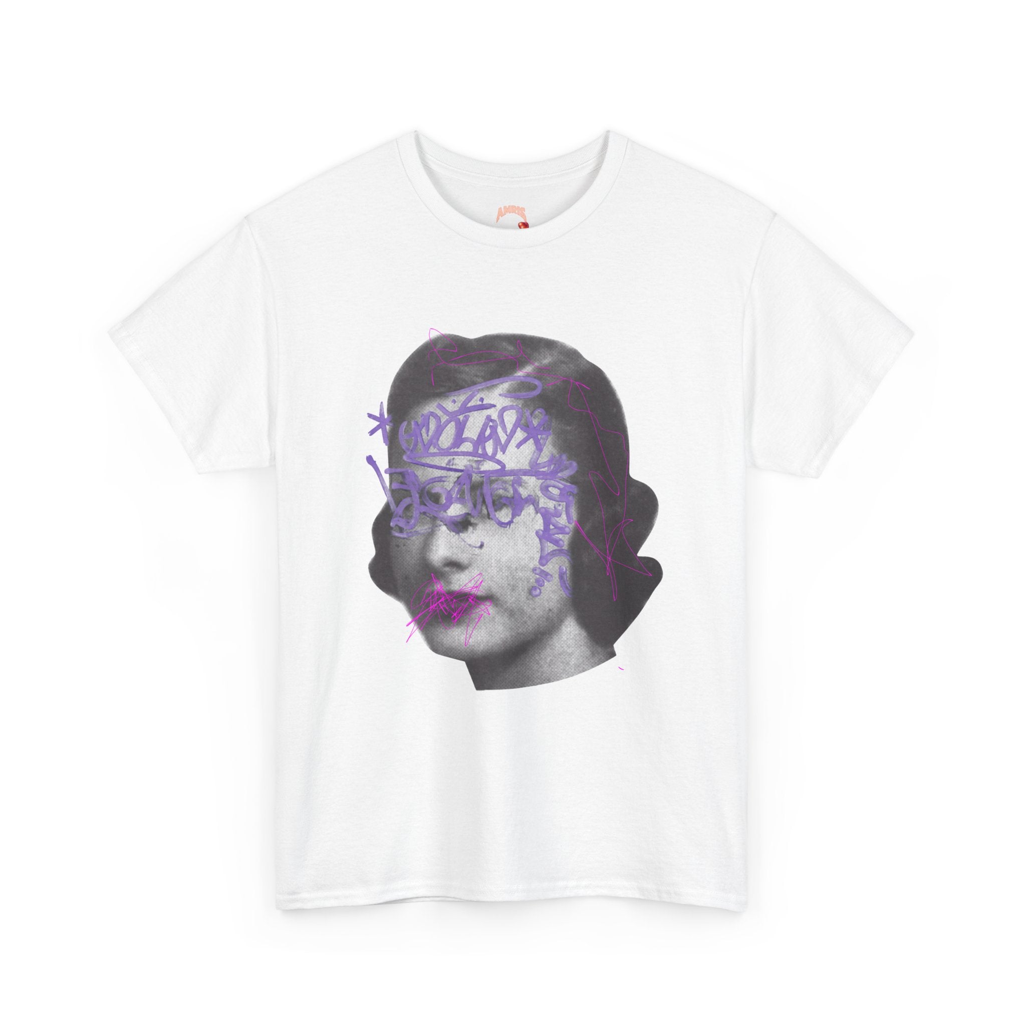 Retro Portrait Tee — Purple Graffiti Face with 'This Is On You' Backprint