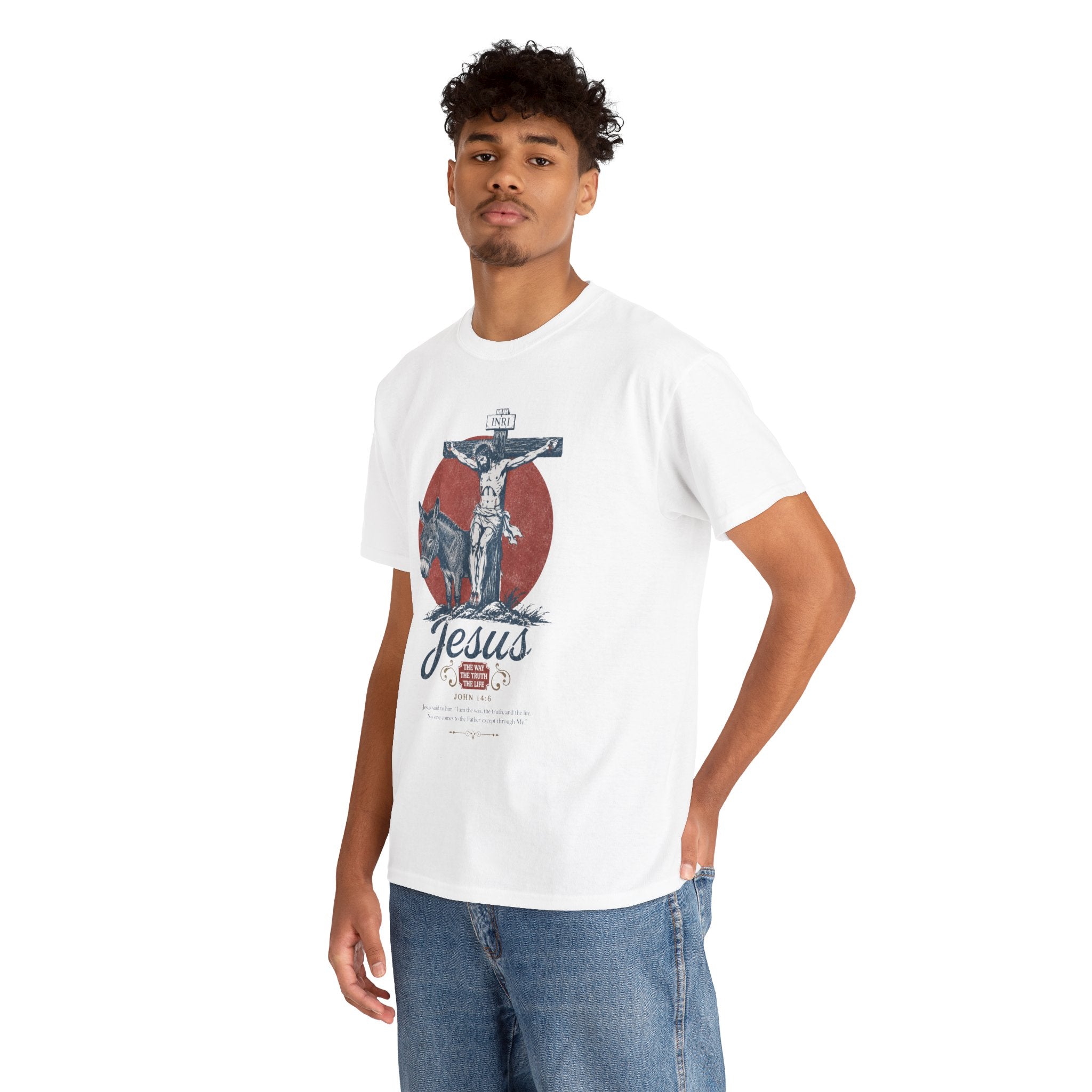 Jesus Crucifixion Graphic Tee — Vintage Sacred Heart Christian T‑Shirt