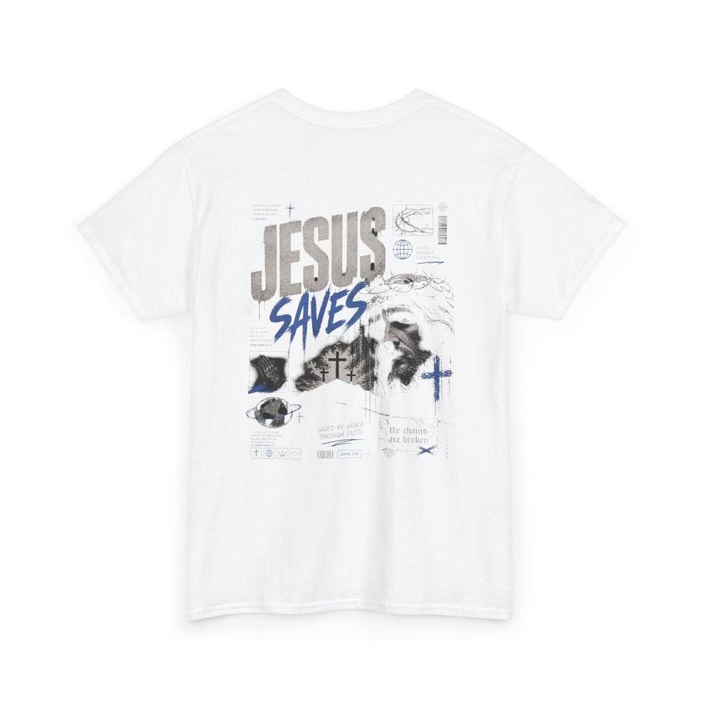 Jesus Saves Graphic Tee – Crown of Thorns Portrait Christian T-Shirt