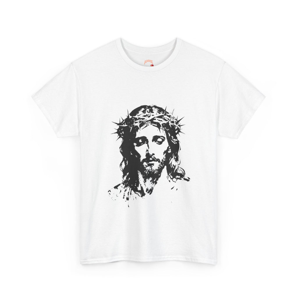 Jesus Saves Graphic Tee – Crown of Thorns Portrait Christian T-Shirt