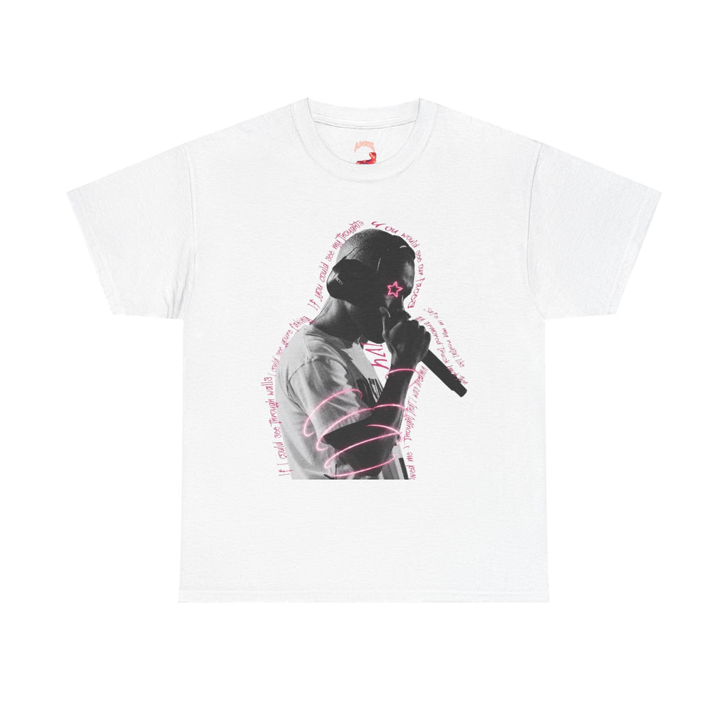 Kanye Silhouette Rapper Graphic T-Shirt — Pink Accent Microphone Design