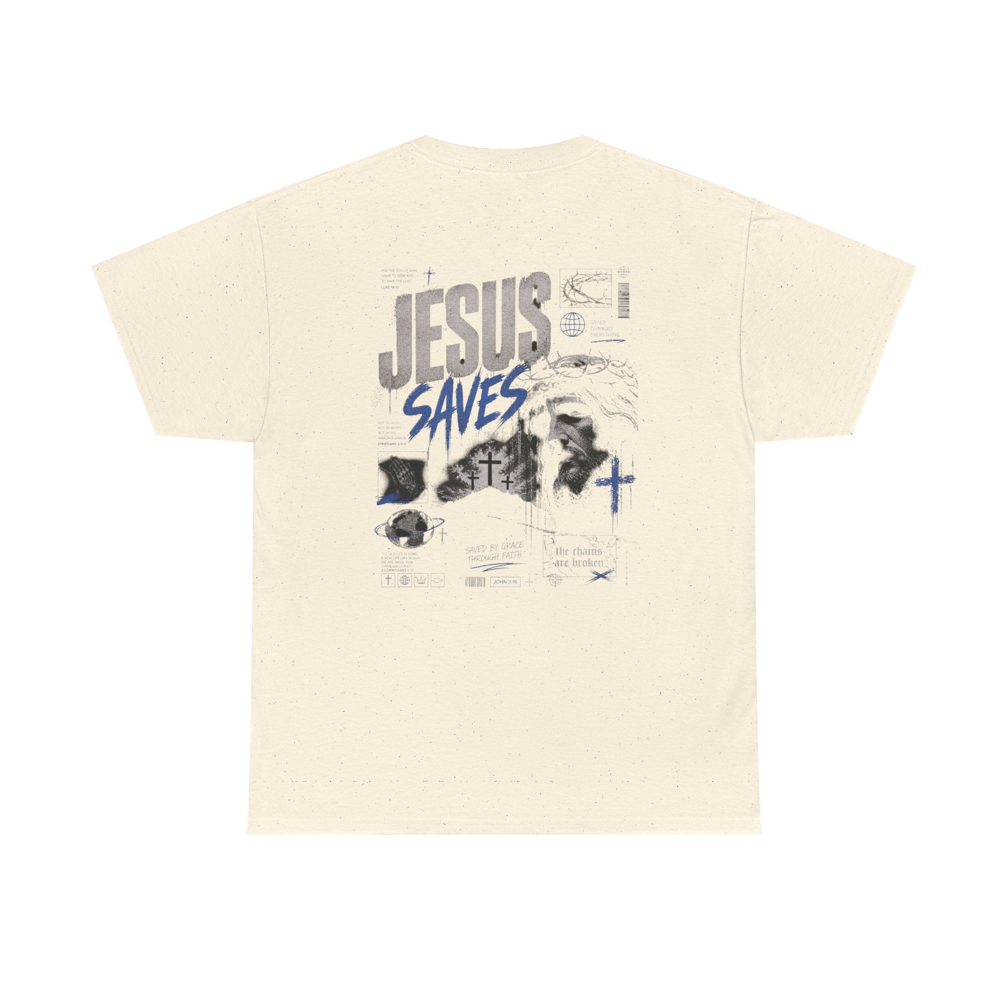 Jesus Saves Graphic Tee – Crown of Thorns Portrait Christian T-Shirt