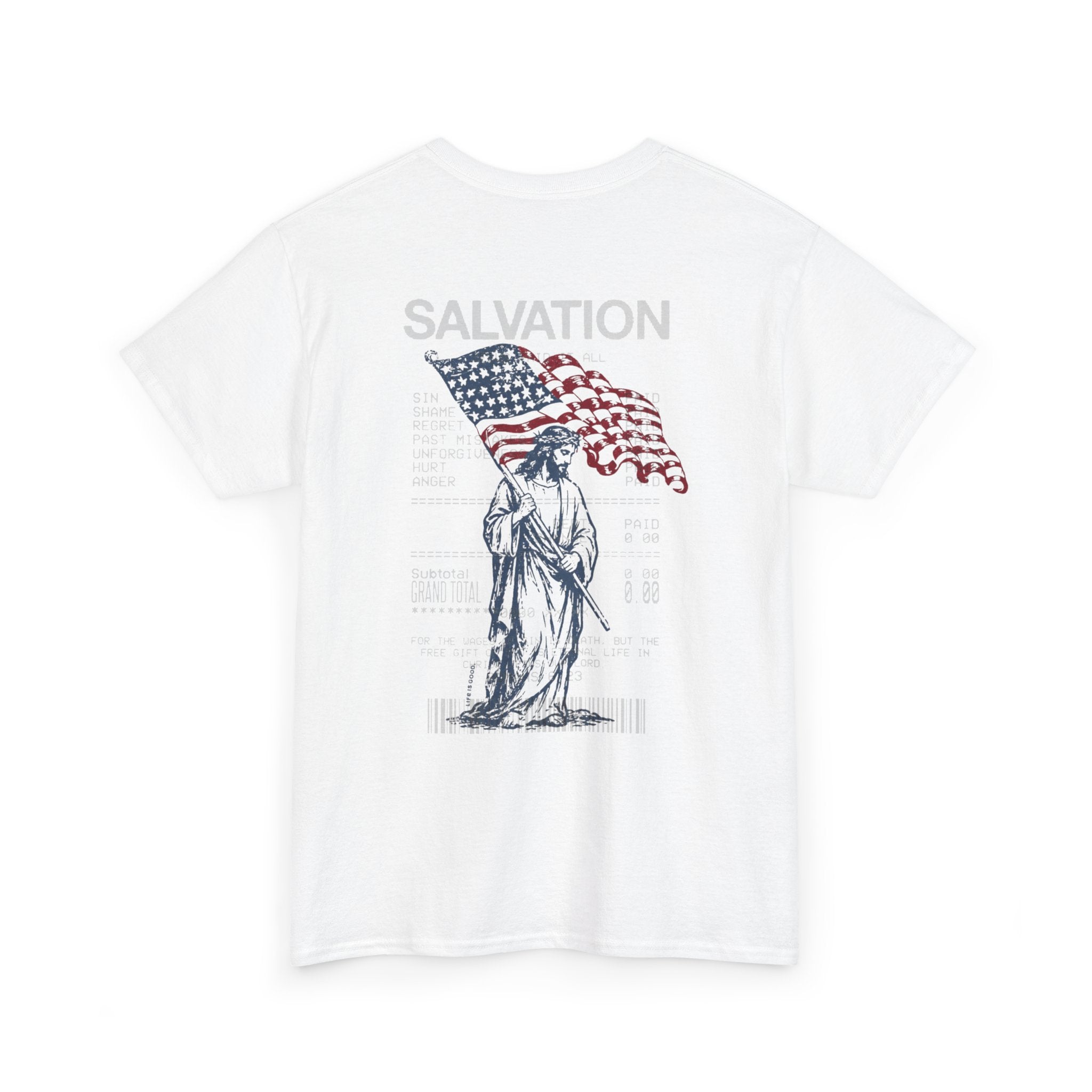 Good News Salvation Tee — Vintage American Flag Faith T-Shirt