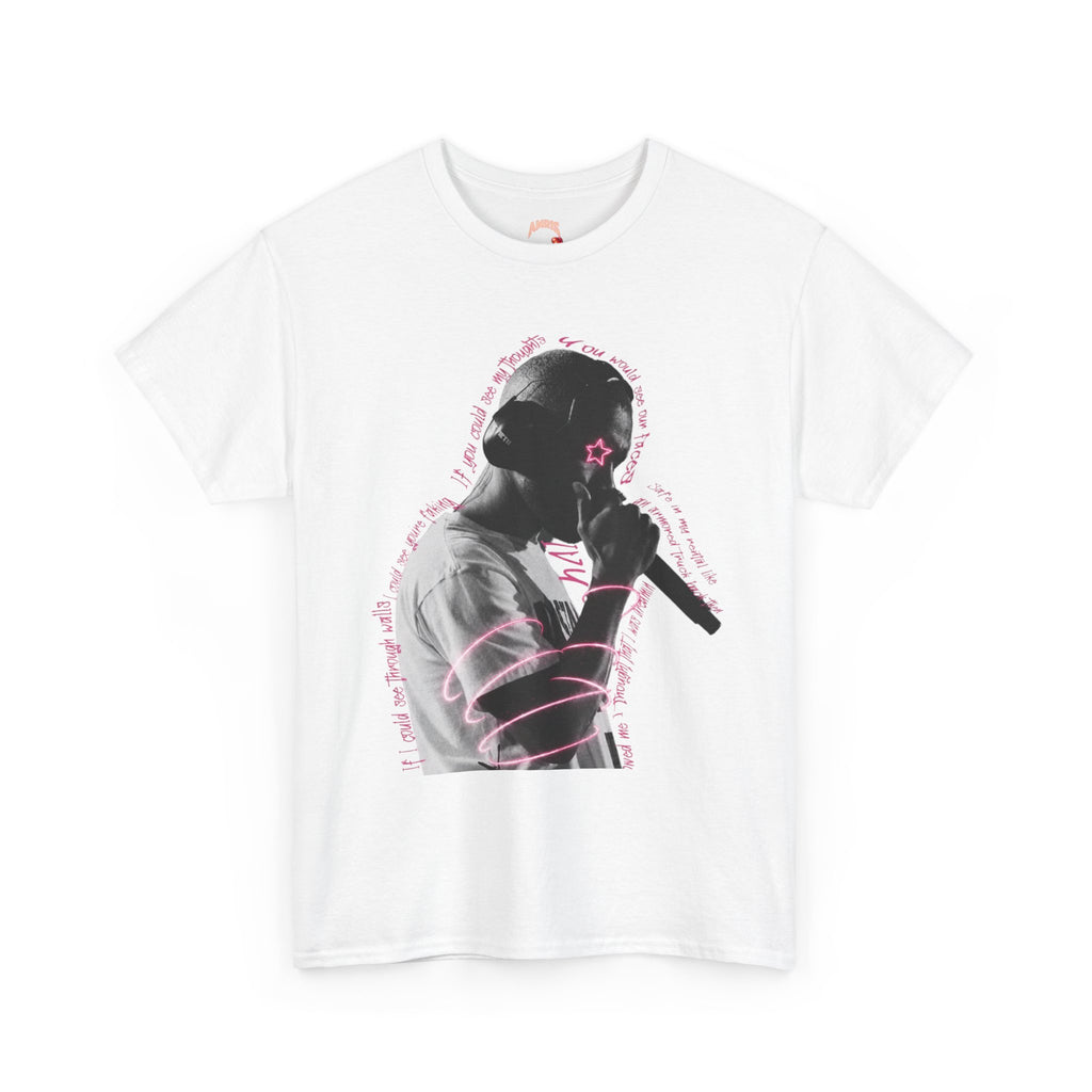 Kanye Silhouette Rapper Graphic T-Shirt — Pink Accent Microphone Design