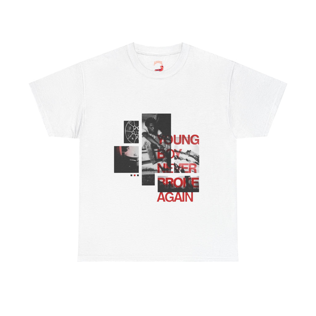 Graphic Tee — 'Young, Broke, Again' Collage Design
