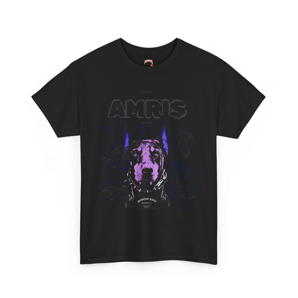 Doberman Graphic Tee — 'AMRIS' Purple Art Dog T‑Shirt