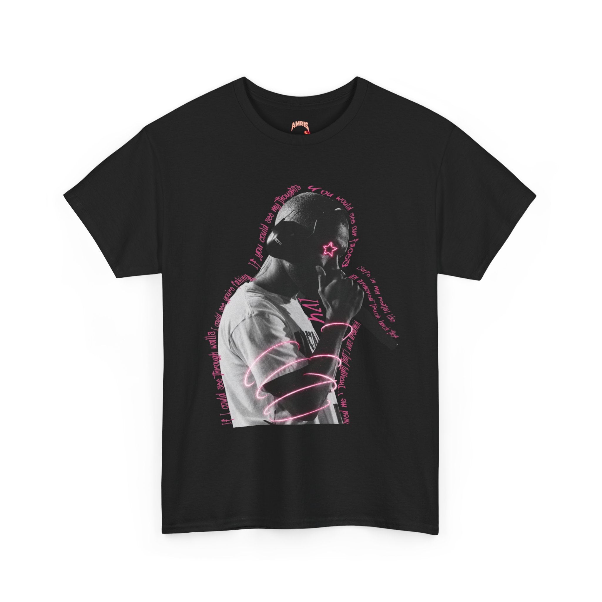 Kanye Silhouette Rapper Graphic T-Shirt — Pink Accent Microphone Design