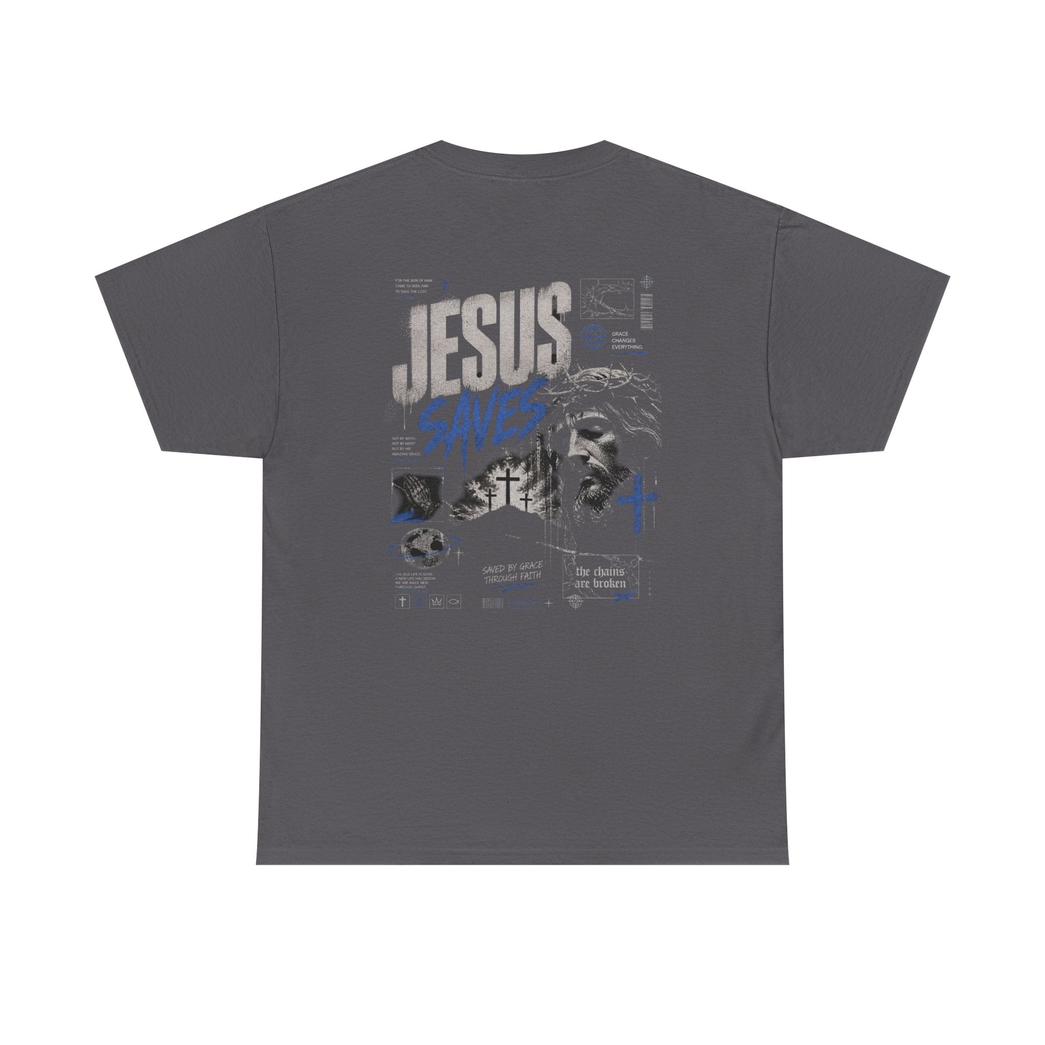 Jesus Saves Graphic Tee – Crown of Thorns Portrait Christian T-Shirt