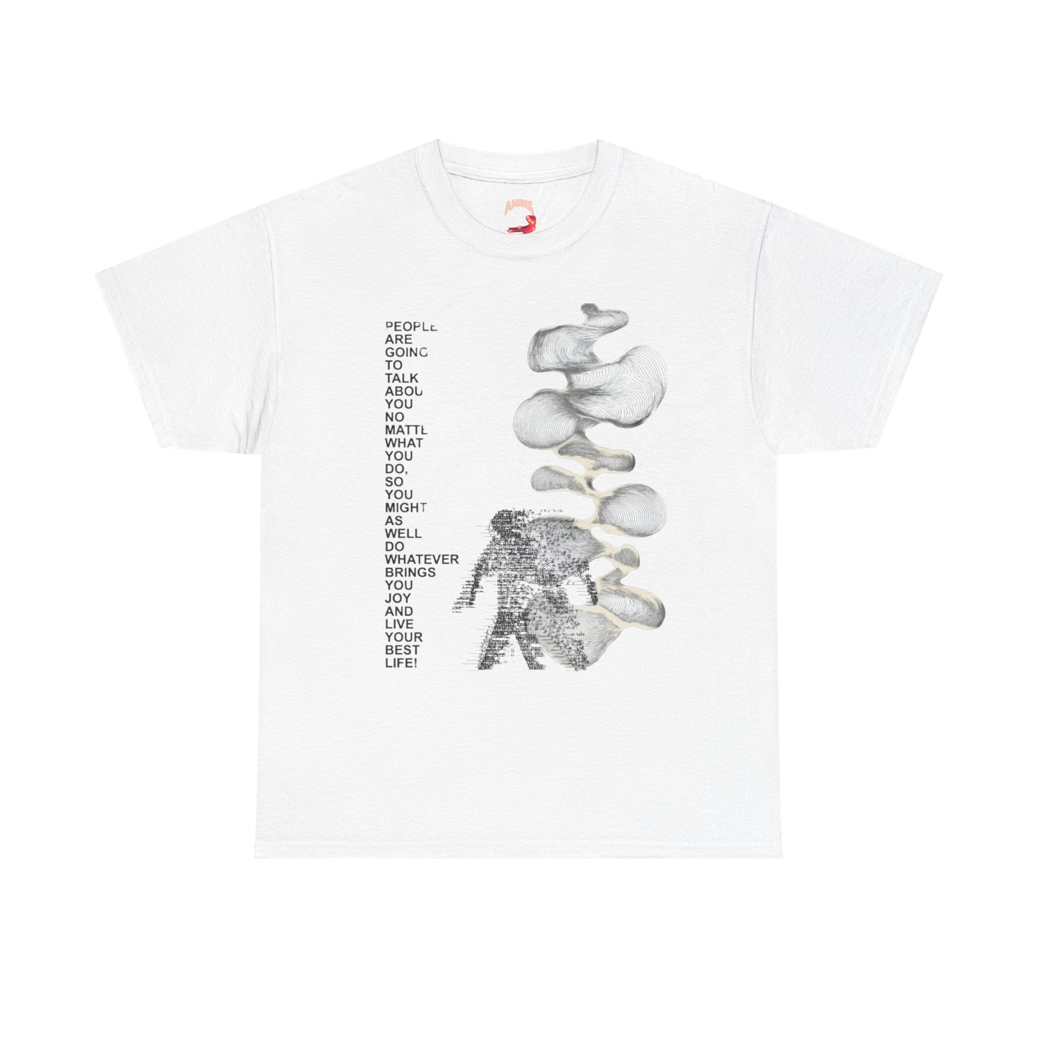 Graphic Tee — Psychedelic Human Silhouette with 'AMRIG' Text